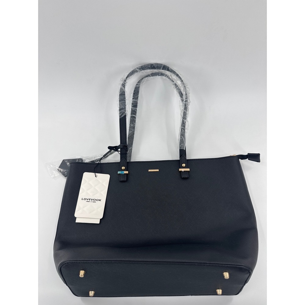 LOVEVOOK Black Tote‎ Bag Womens Large Shoulder Handbag Work Travel NWT